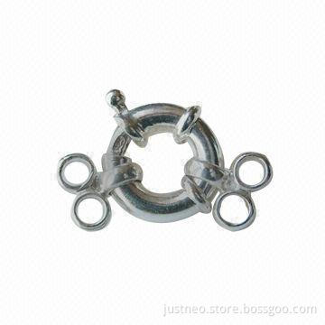 Solid 925 sterling silver/2-strand nautical spring ring necklace/bracelet clasps